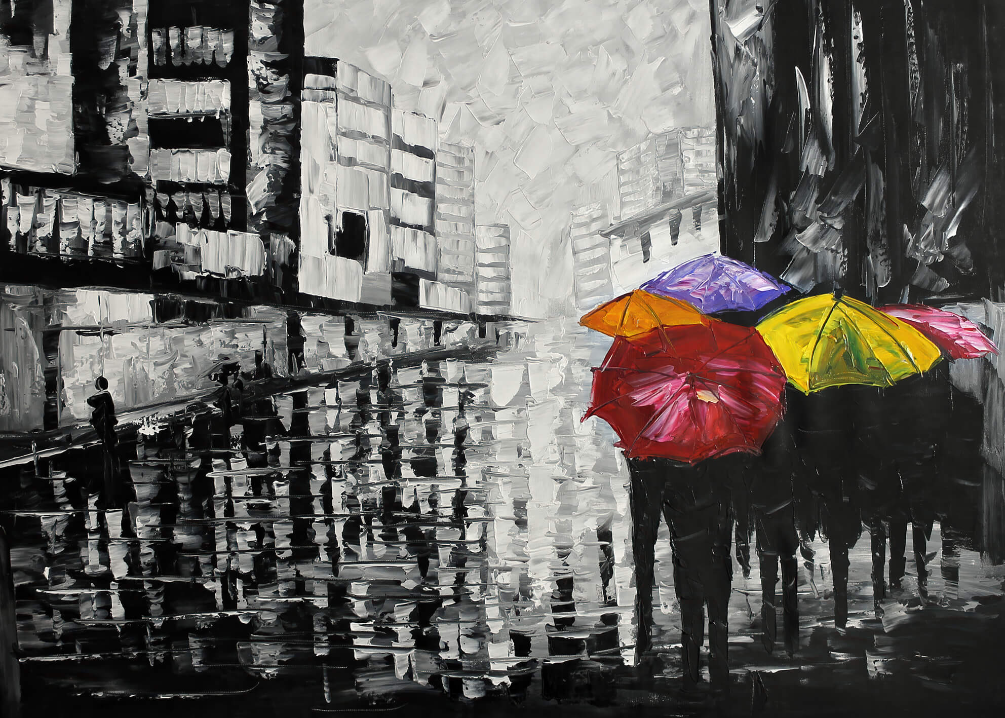 Abstrakt Oljemålning - Umbrella