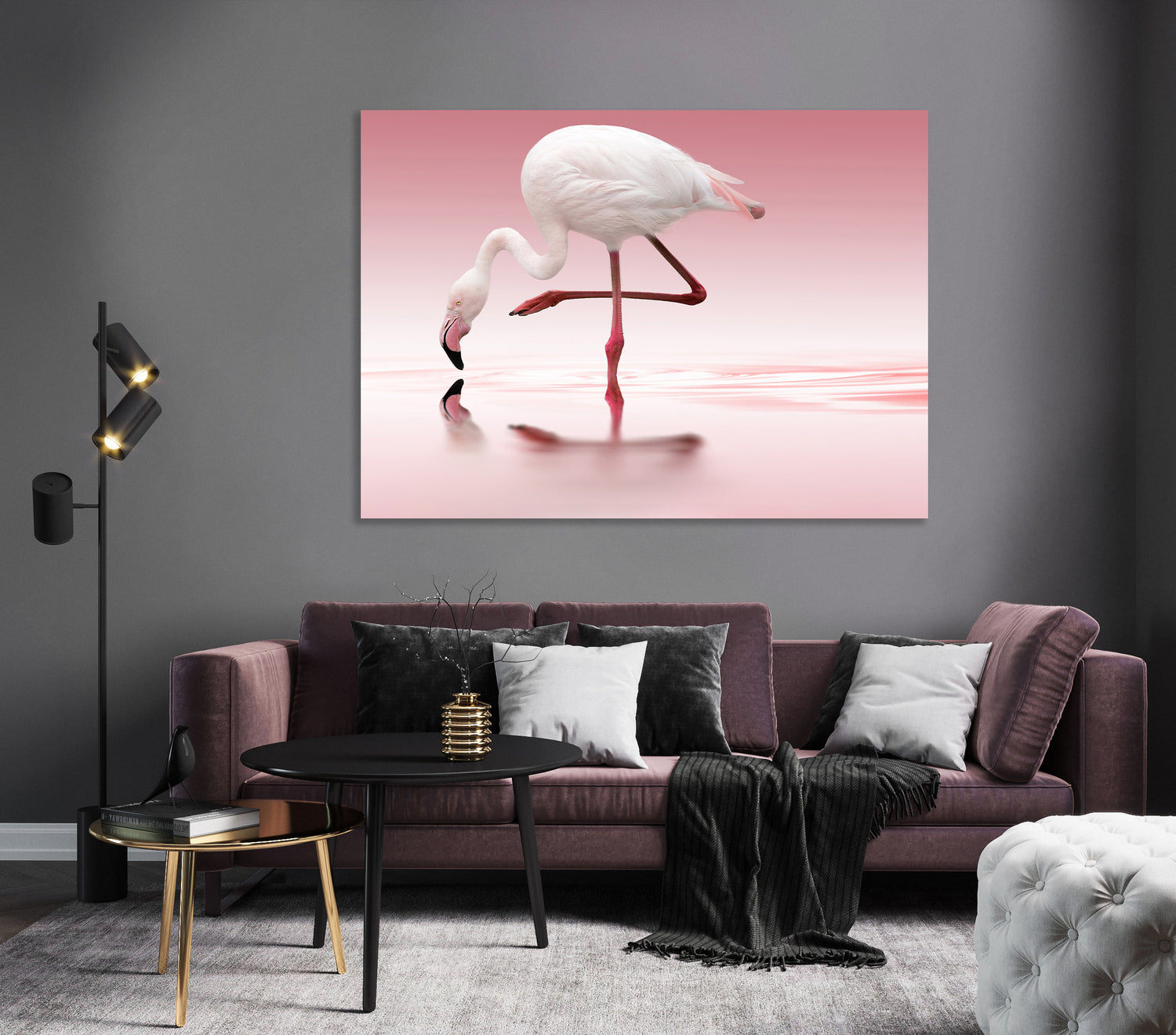 Canvastavla - Rosa Flamingo