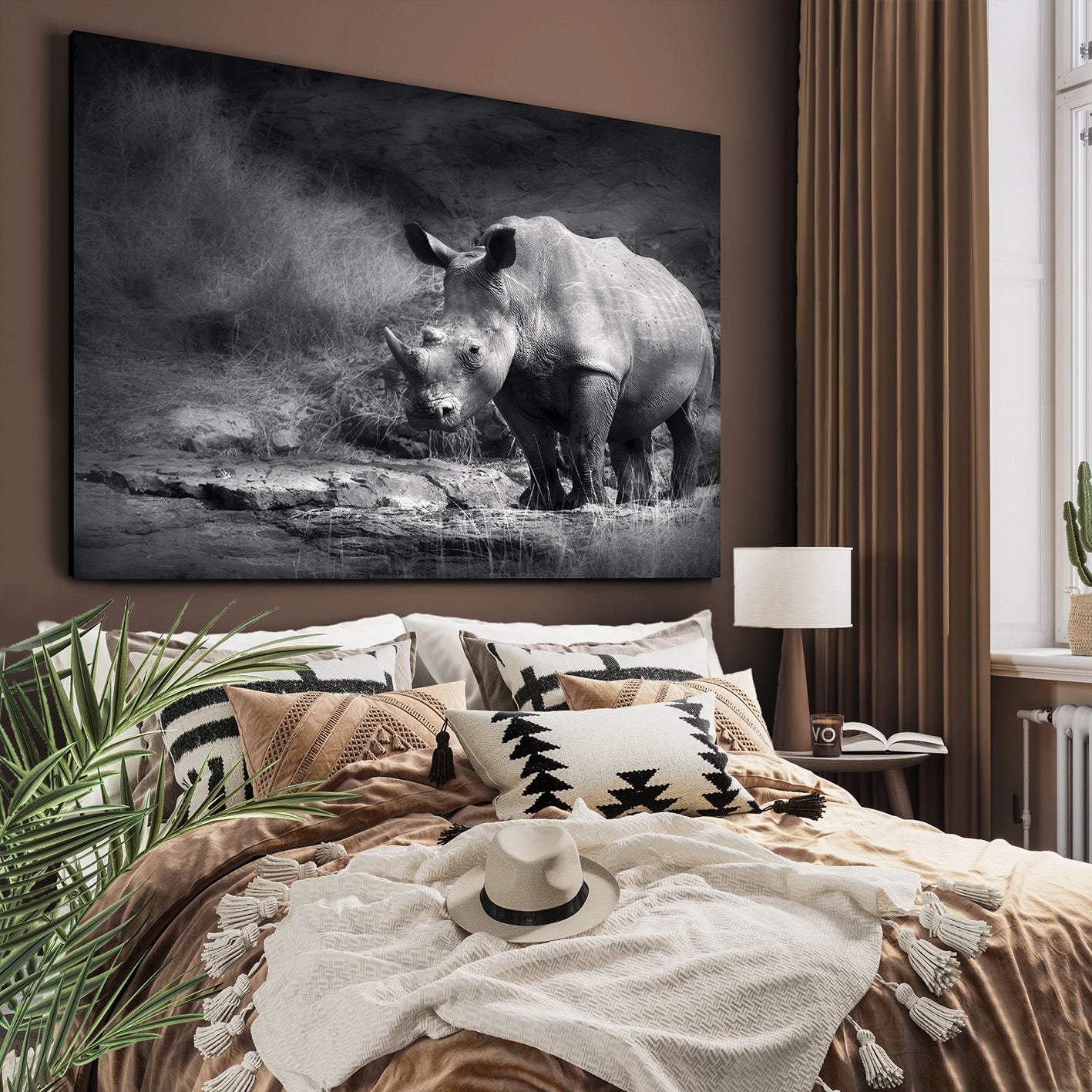 Canvastavla - Rhino in the night