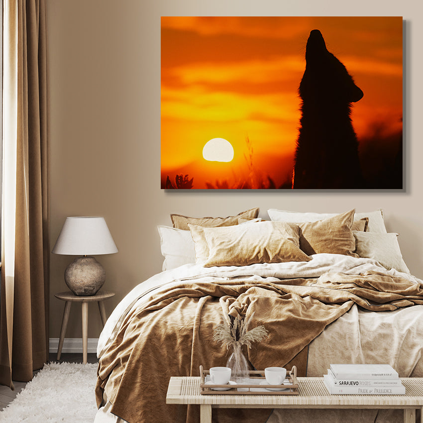Canvastavla - Wolf sunset