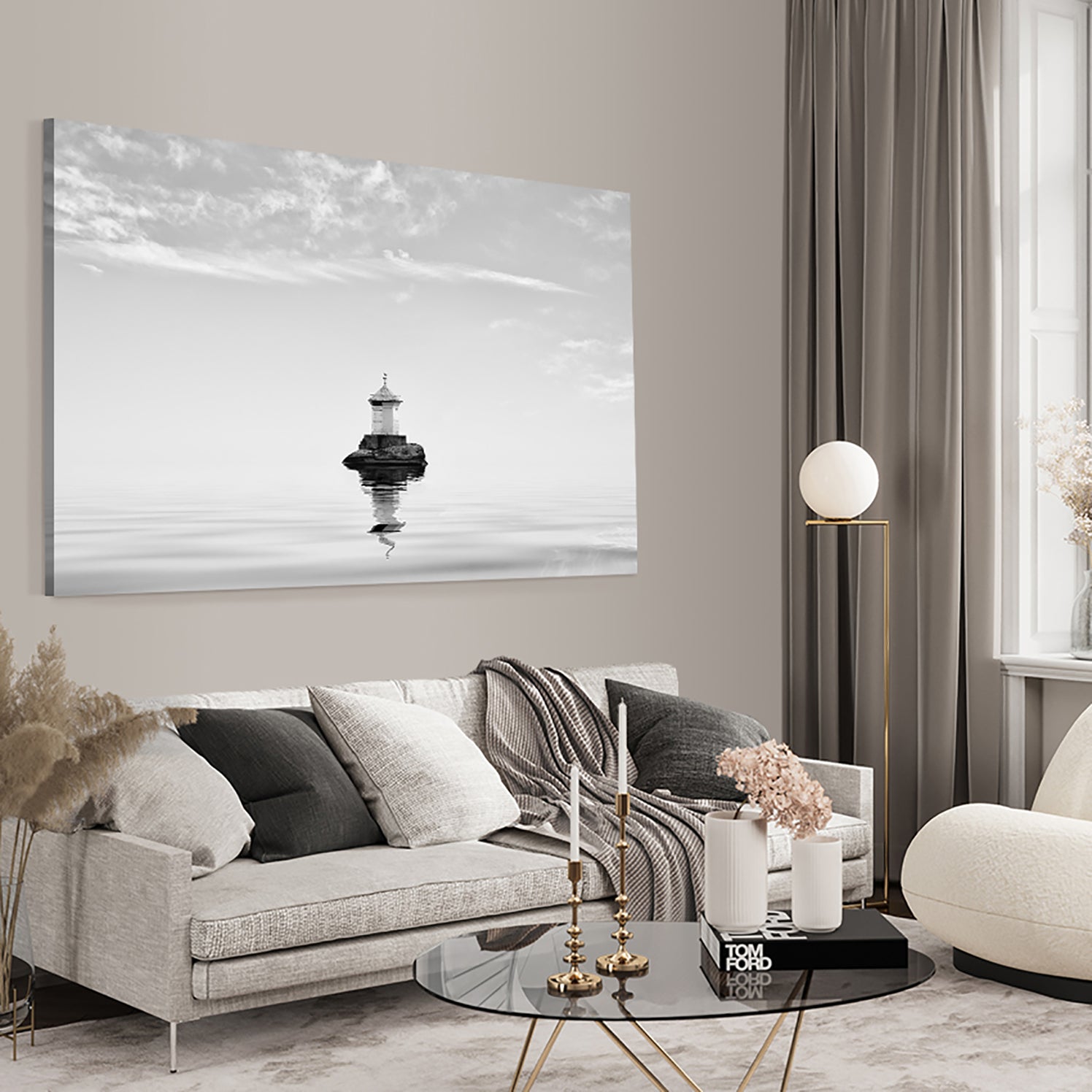 Canvastavla - Lighthouse In Mist