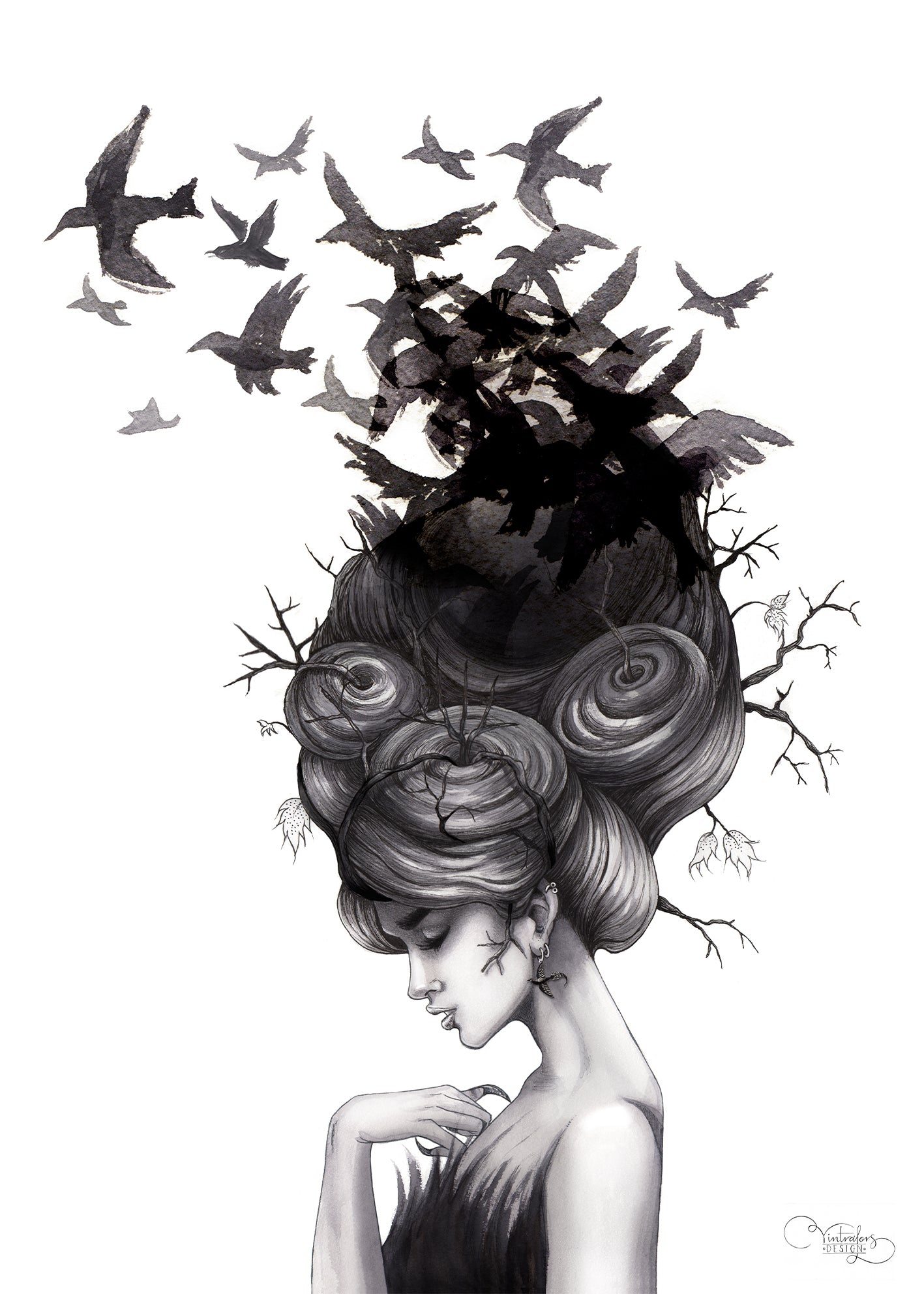 Ljuddämpande Tavla - Katarina Vintrafors - Ravens Lady