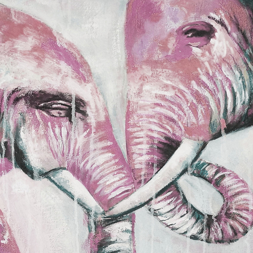 Abstrakt Oljemålning - Elephant Love Pastels