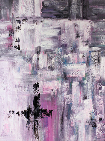Abstrakt Oljemålning - Flower of purple color