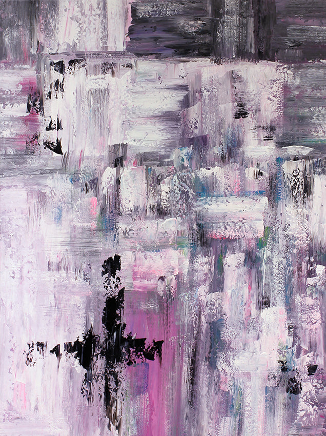 Abstrakt Oljemålning - Flower of purple color