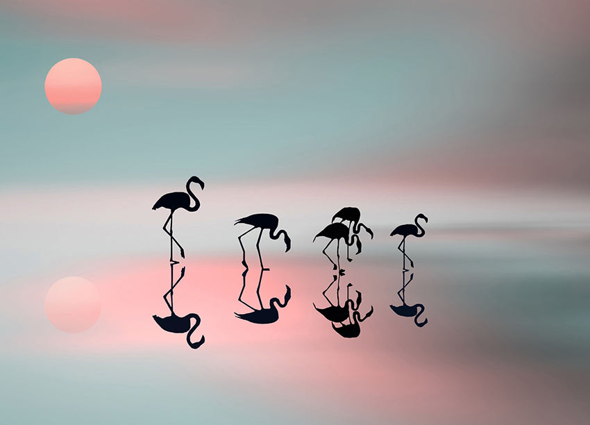 Ljuddämpande tavla - Flamingos