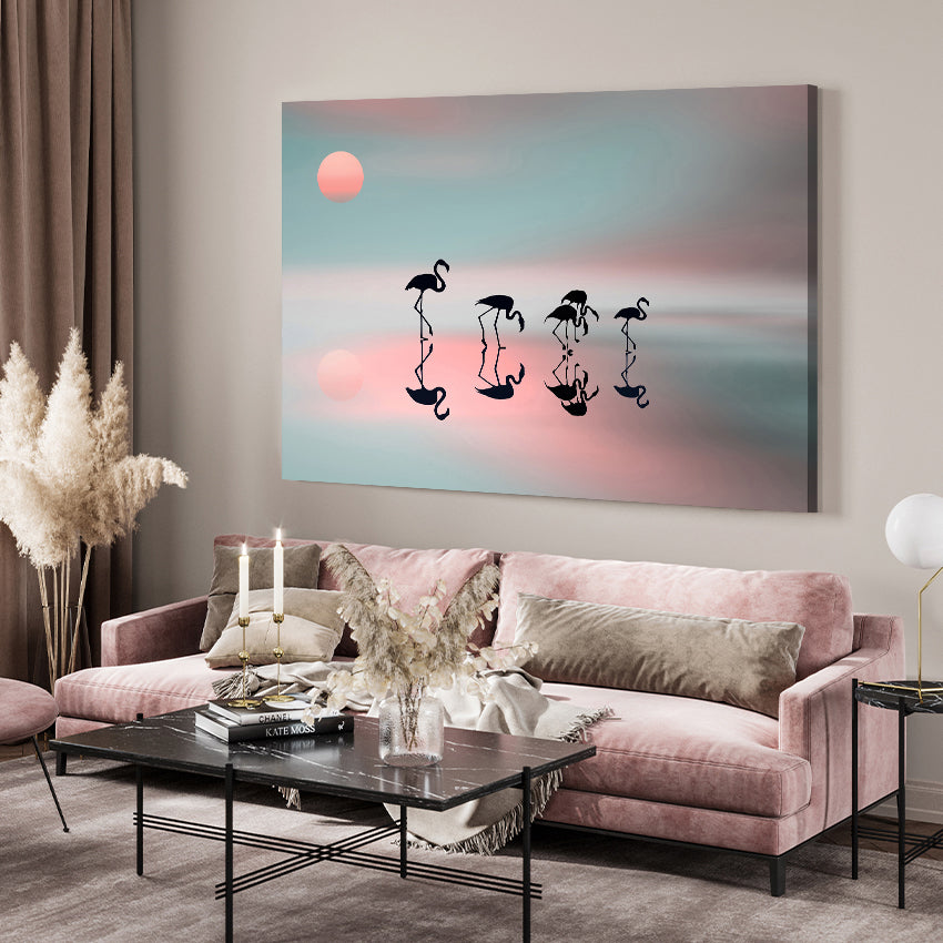 Ljuddämpande tavla - Flamingos