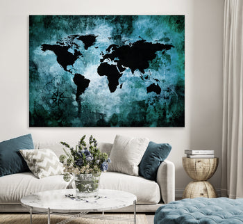 Ljuddämpande tavla - The world map - Tavla av världskartan