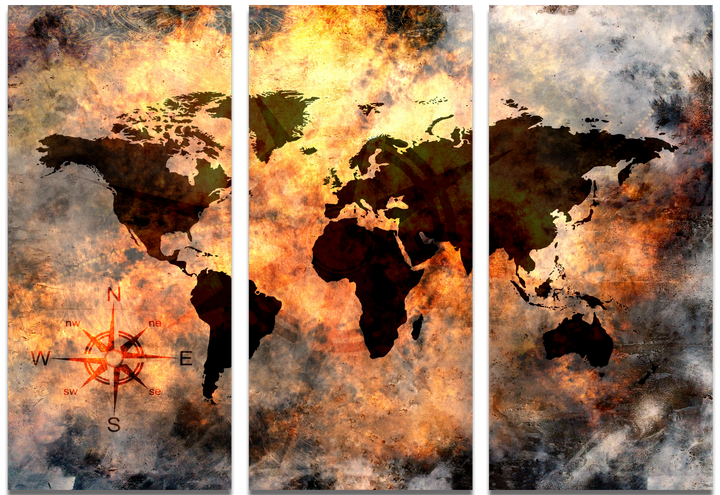 Ljuddämpande tavla - The world map "Magma" - Tavla av världskartan i delar