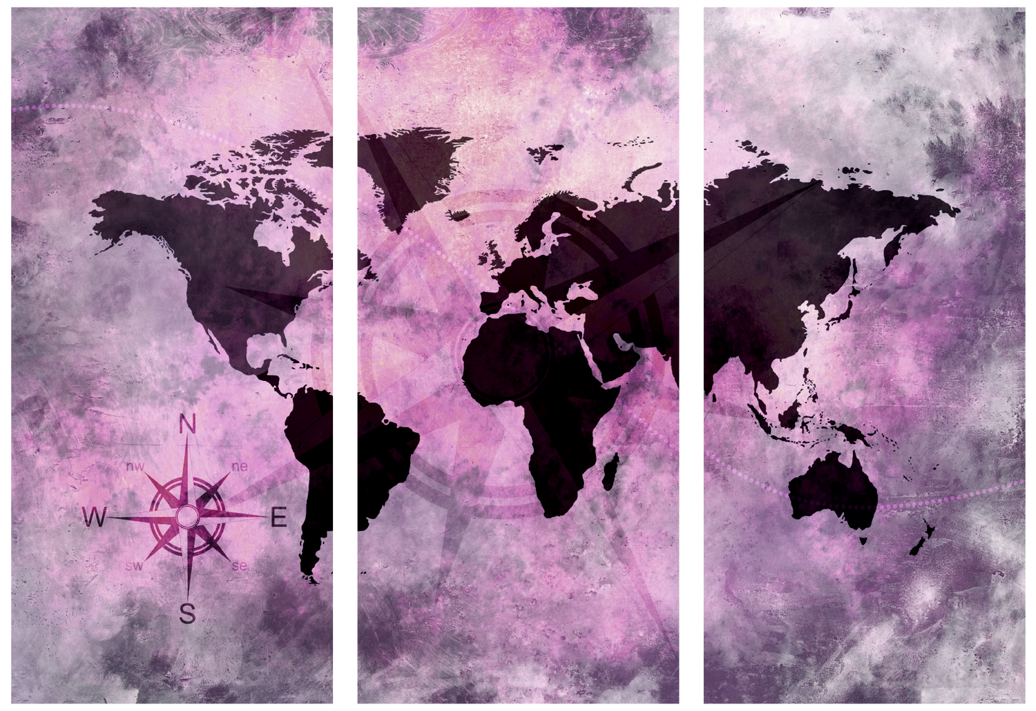 Ljuddämpande tavla - Pink World - Tavla av världskartan i delar