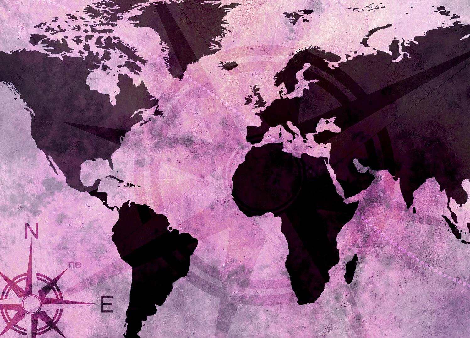 Ljuddämpande tavla - The world map "Pink World"