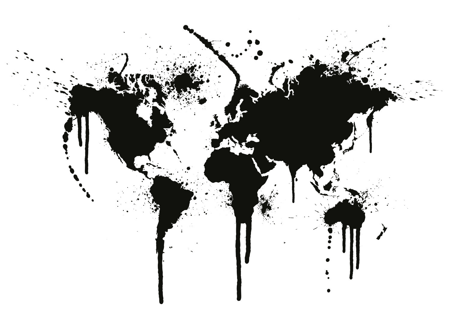 Ljuddämpande tavla - The World Map - Svart & Vitt Karta