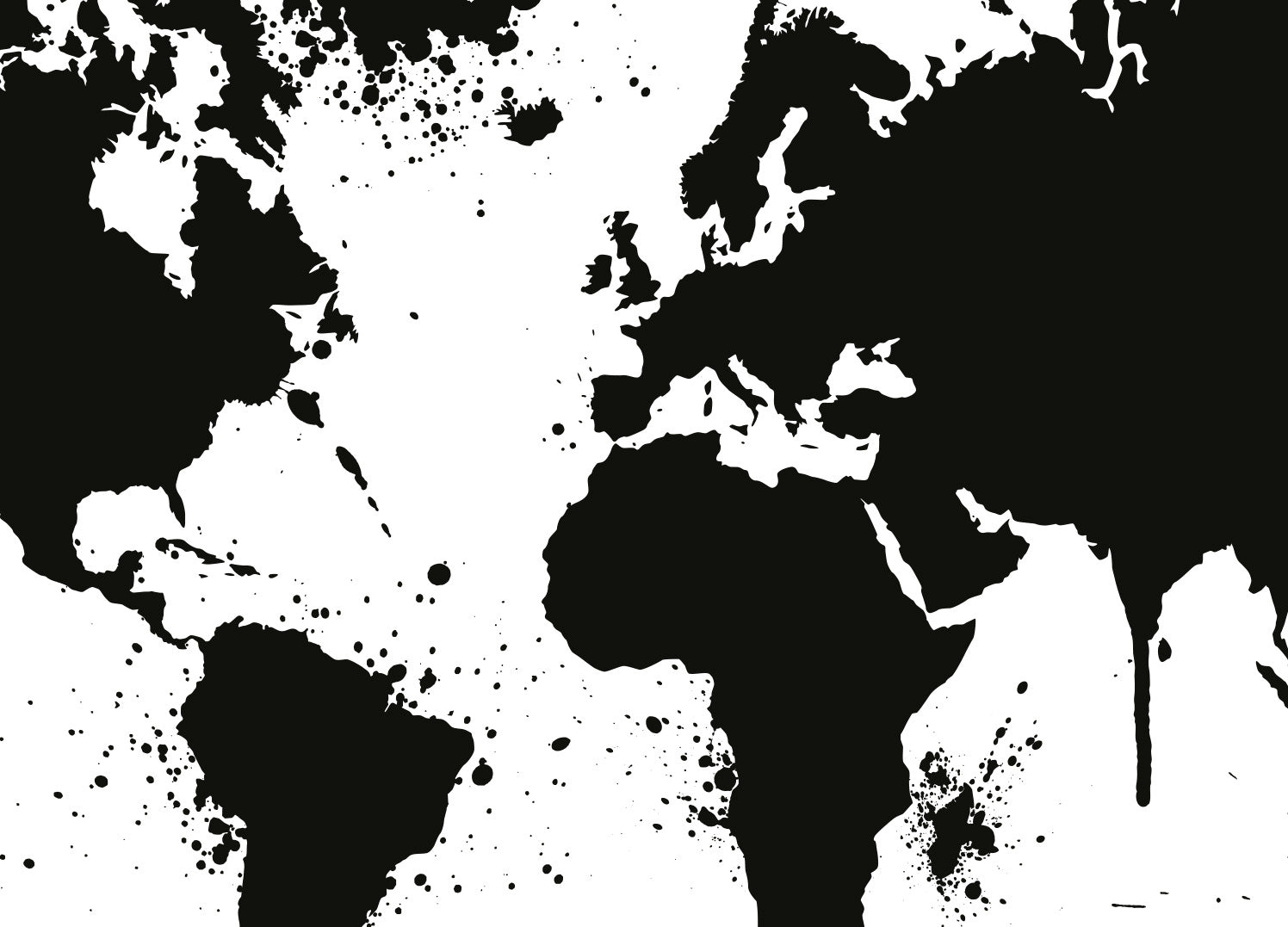 Ljuddämpande tavla - The World Map - Svart & Vitt Karta