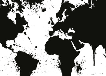 Ljuddämpande tavla - The World Map - Svart & Vitt Karta