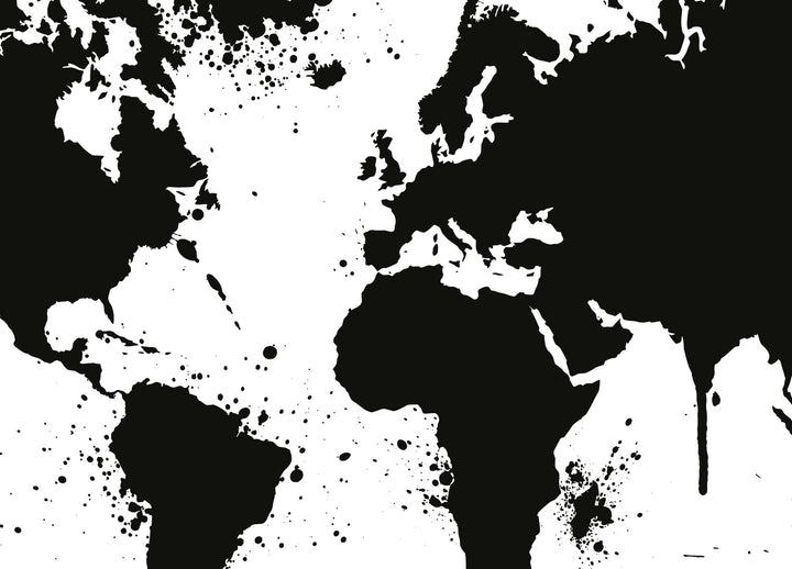 Ljuddämpande tavla - The World Map - Svart & Vitt Karta