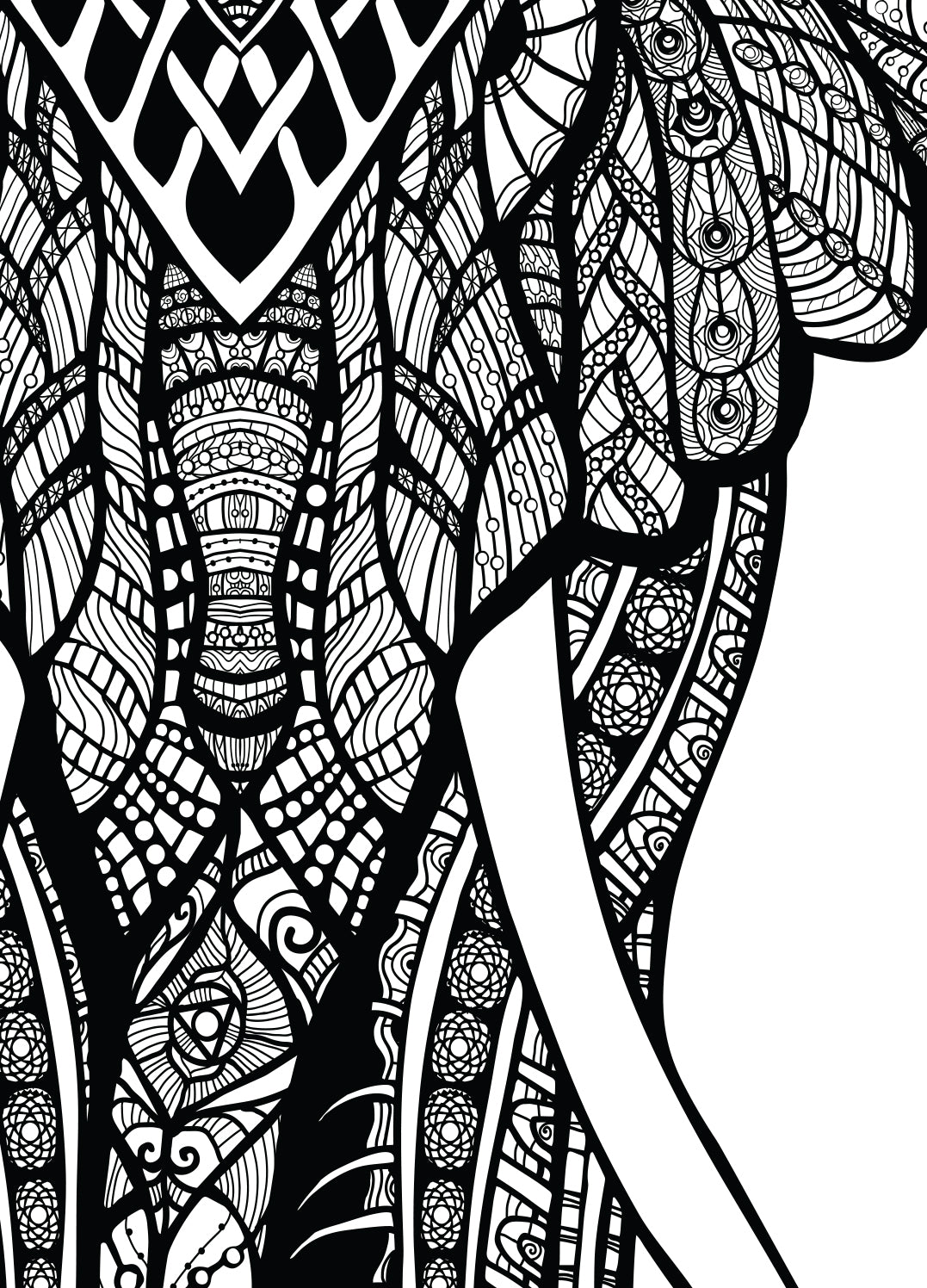 Ljuddämpande tavla - Elefant B&W