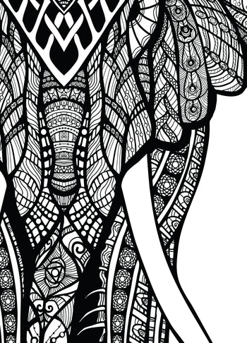 Ljuddämpande tavla - Elefant B&W