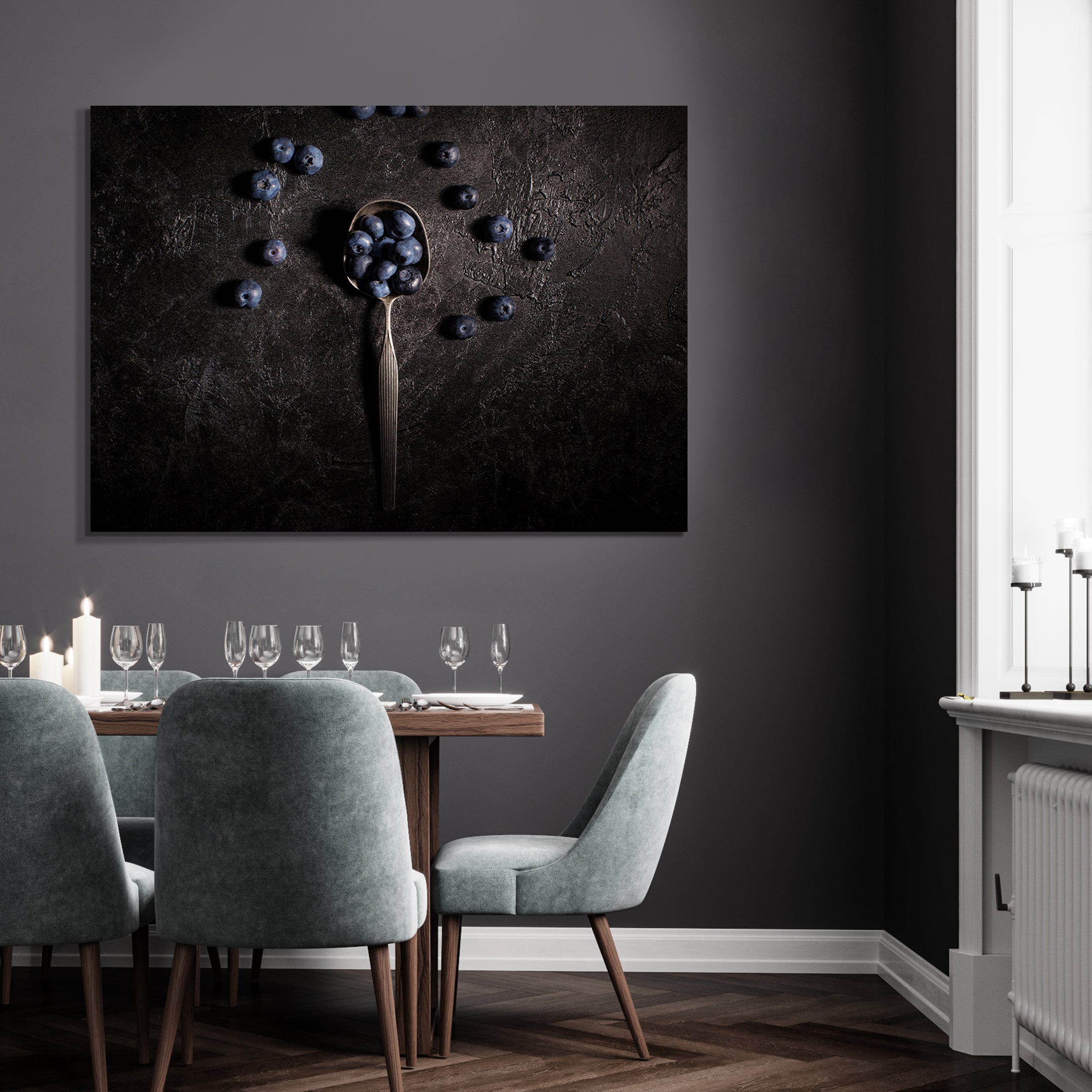 Ljuddämpande tavla - Blueberries In a Spoon