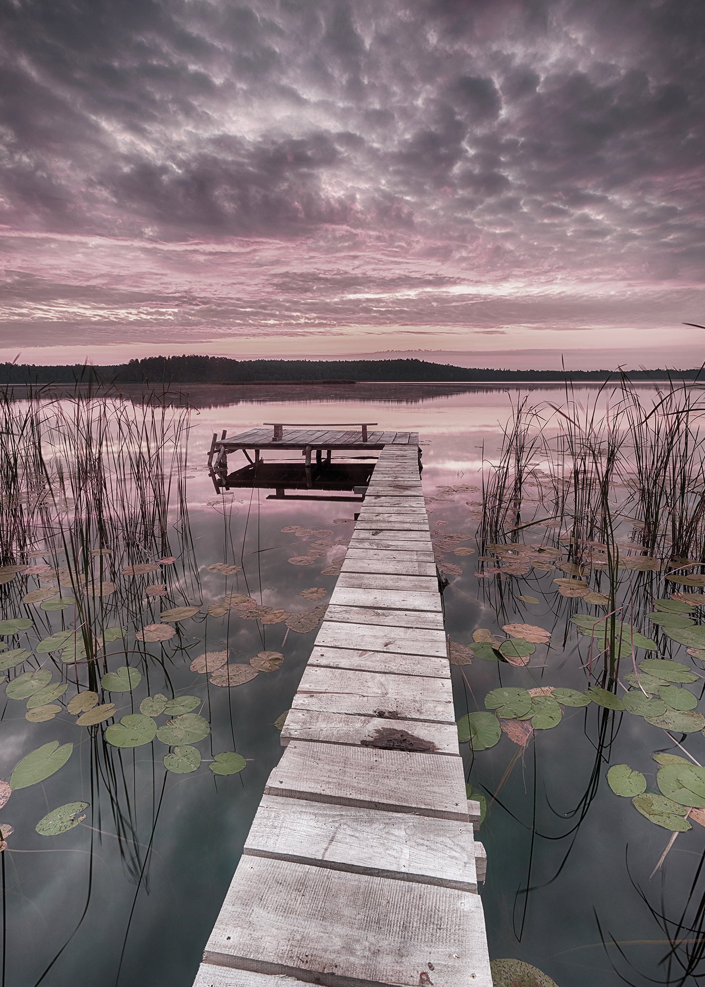 Ljuddämpande tavla - Sunrise and Lake