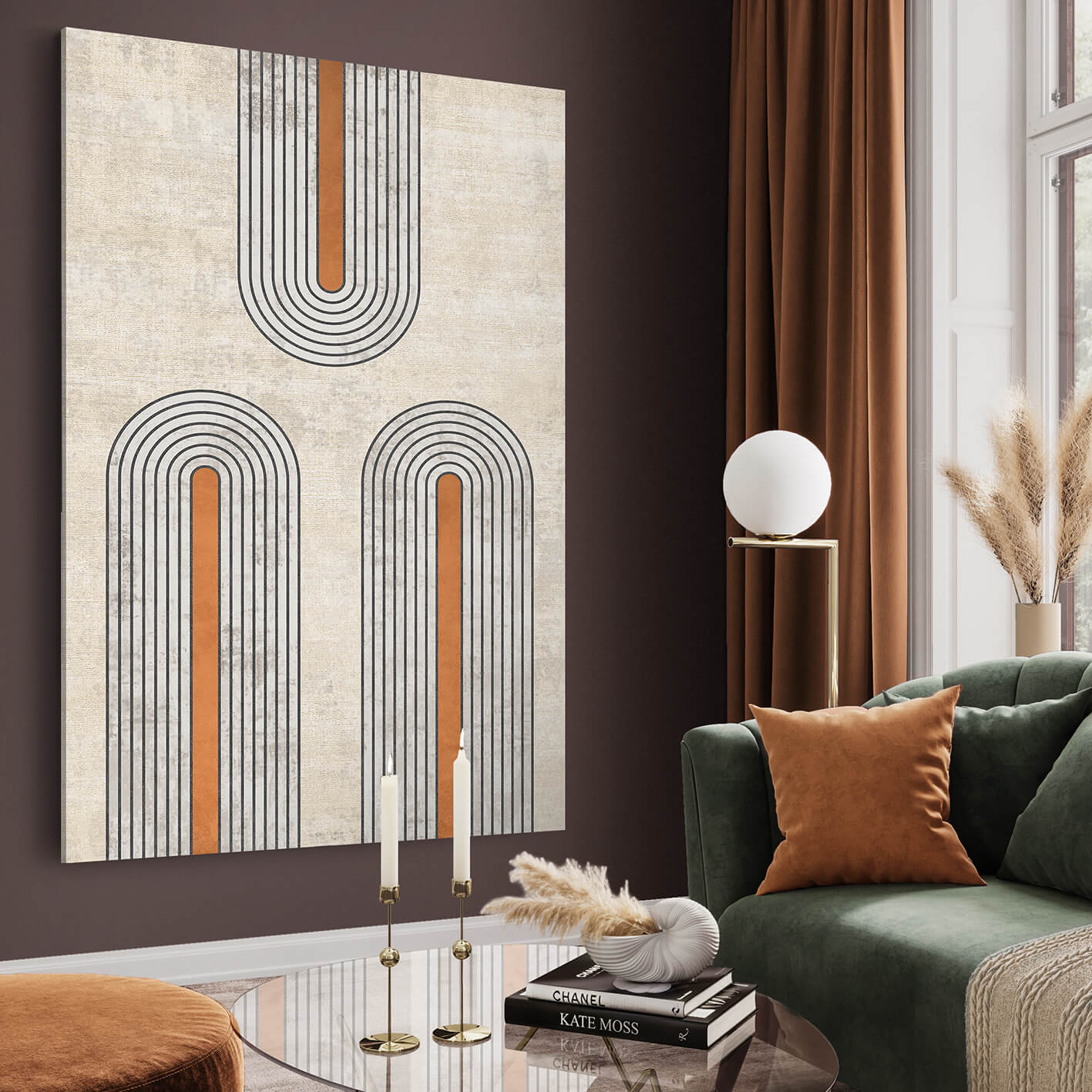 Ljuddämpande tavla - Orange Geometric
