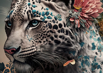Ljuddämpande tavla - Leopard with flowers