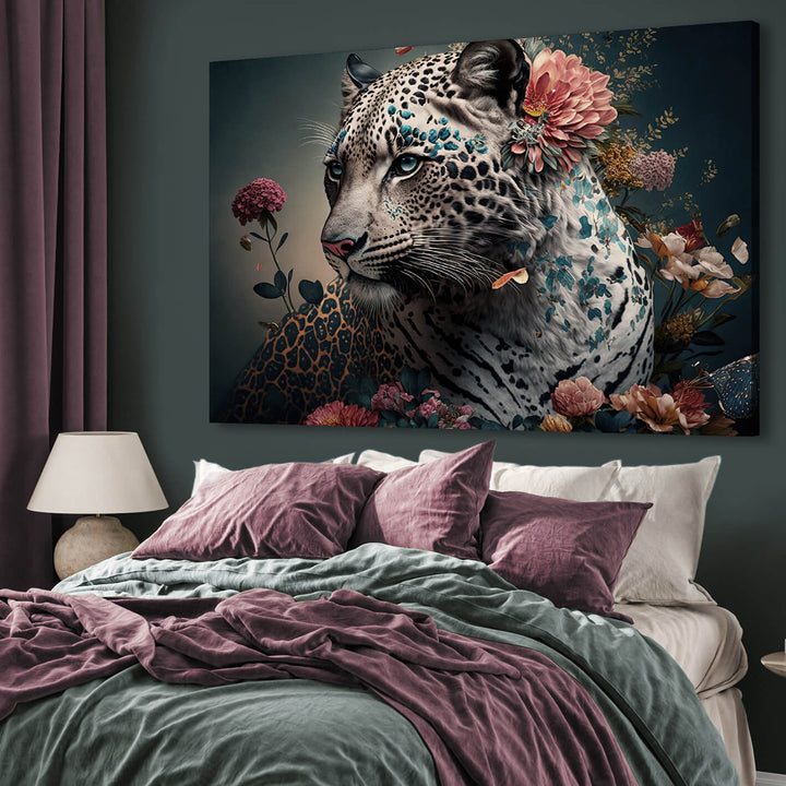 Ljuddämpande tavla - Leopard with flowers
