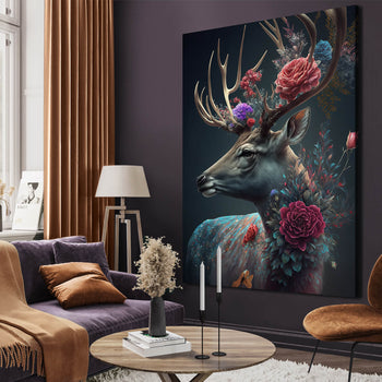Ljuddämpande tavla - Deer with flowers