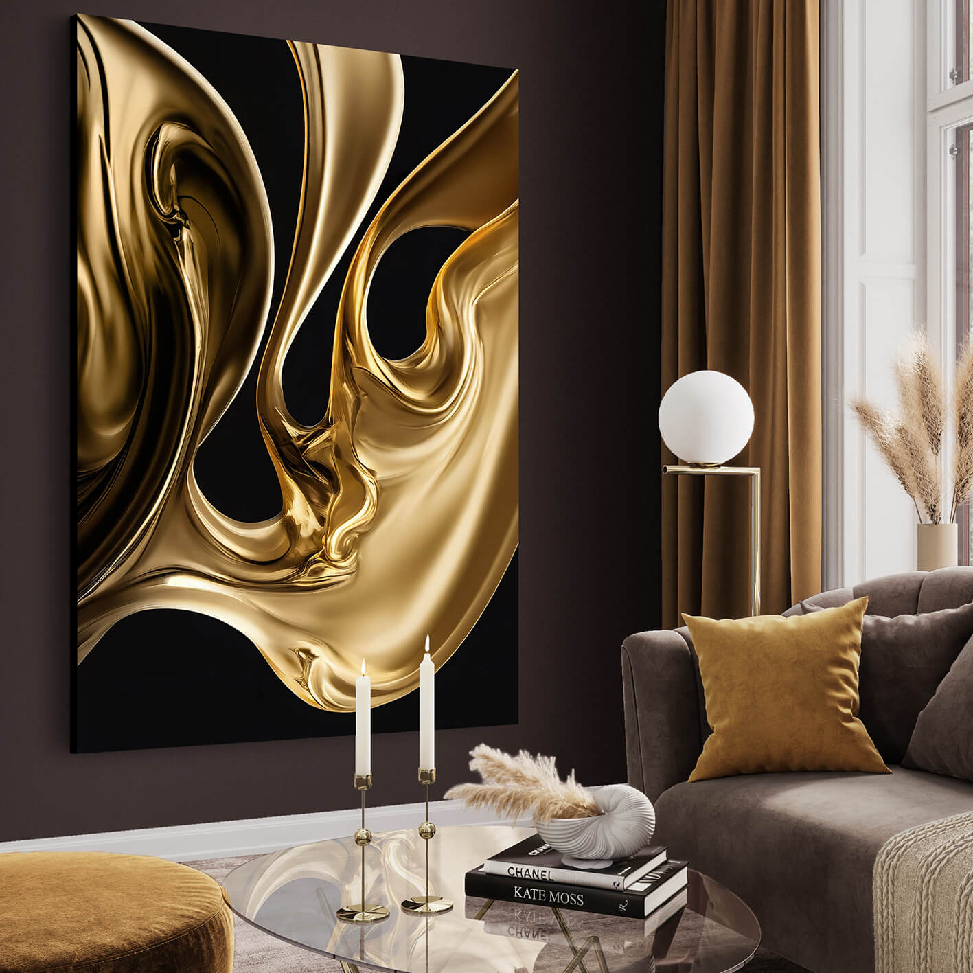 Ljuddämpande tavla - Gold on Black