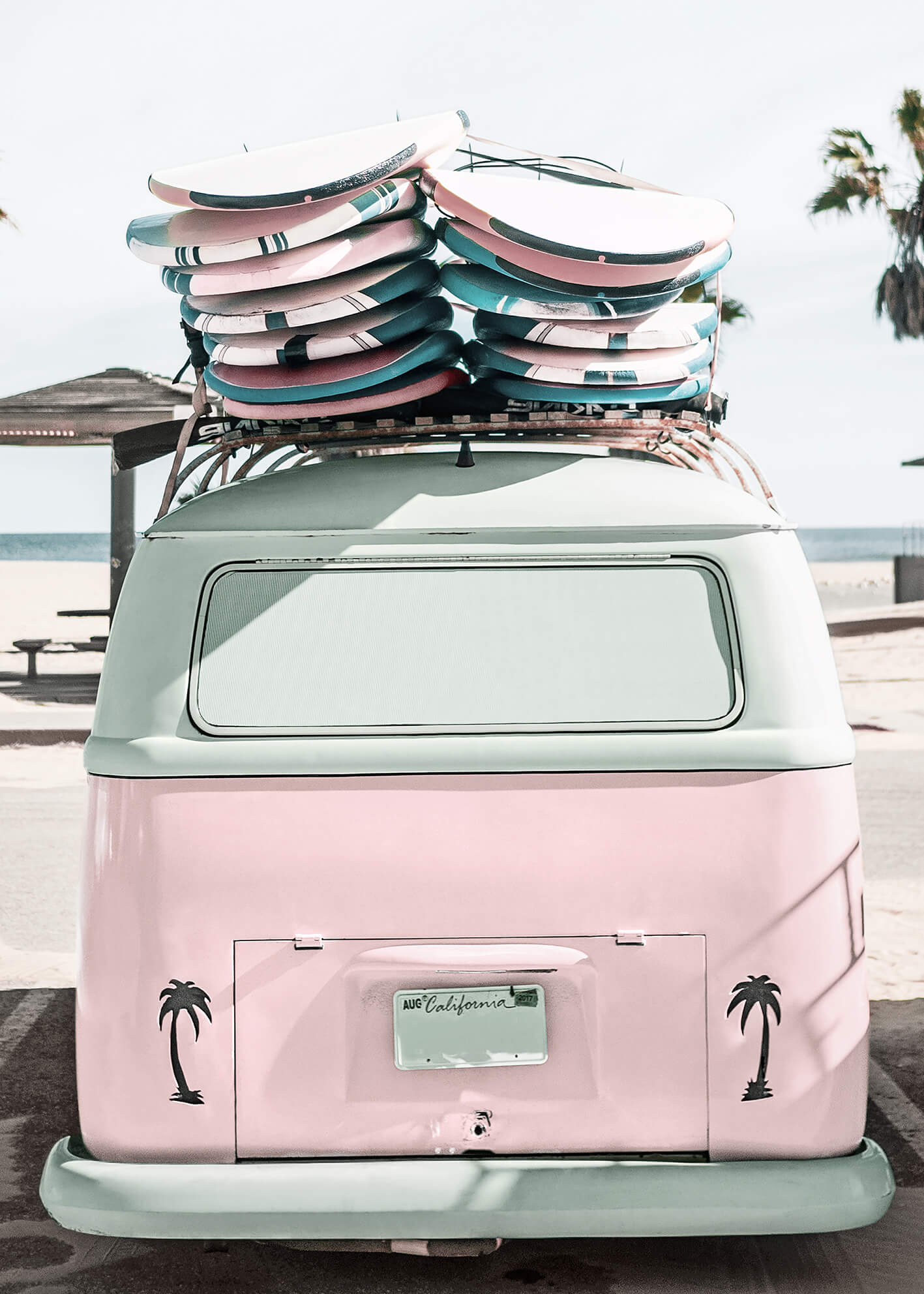 Ljuddämpande tavla - Pink van beach
