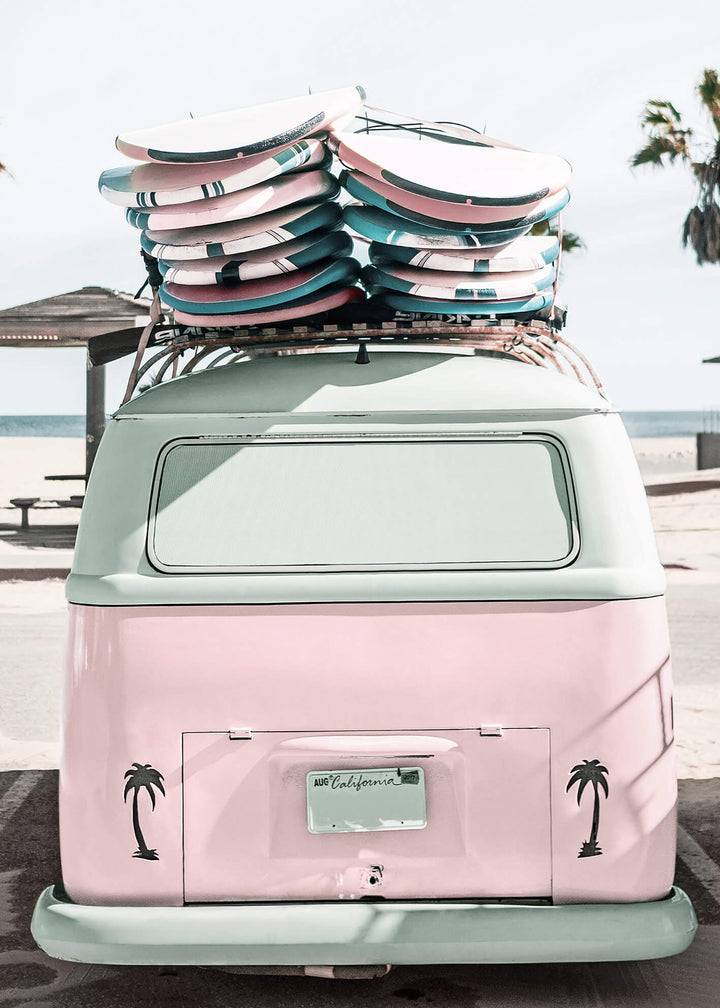 Ljuddämpande tavla - Pink van beach