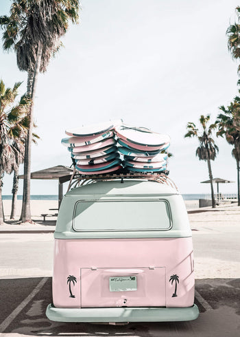 Ljuddämpande tavla - Pink van beach
