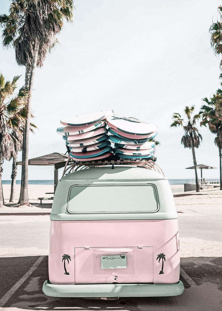 Ljuddämpande tavla - Pink van beach