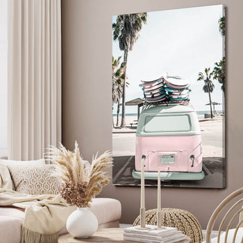 Ljuddämpande tavla - Pink van beach