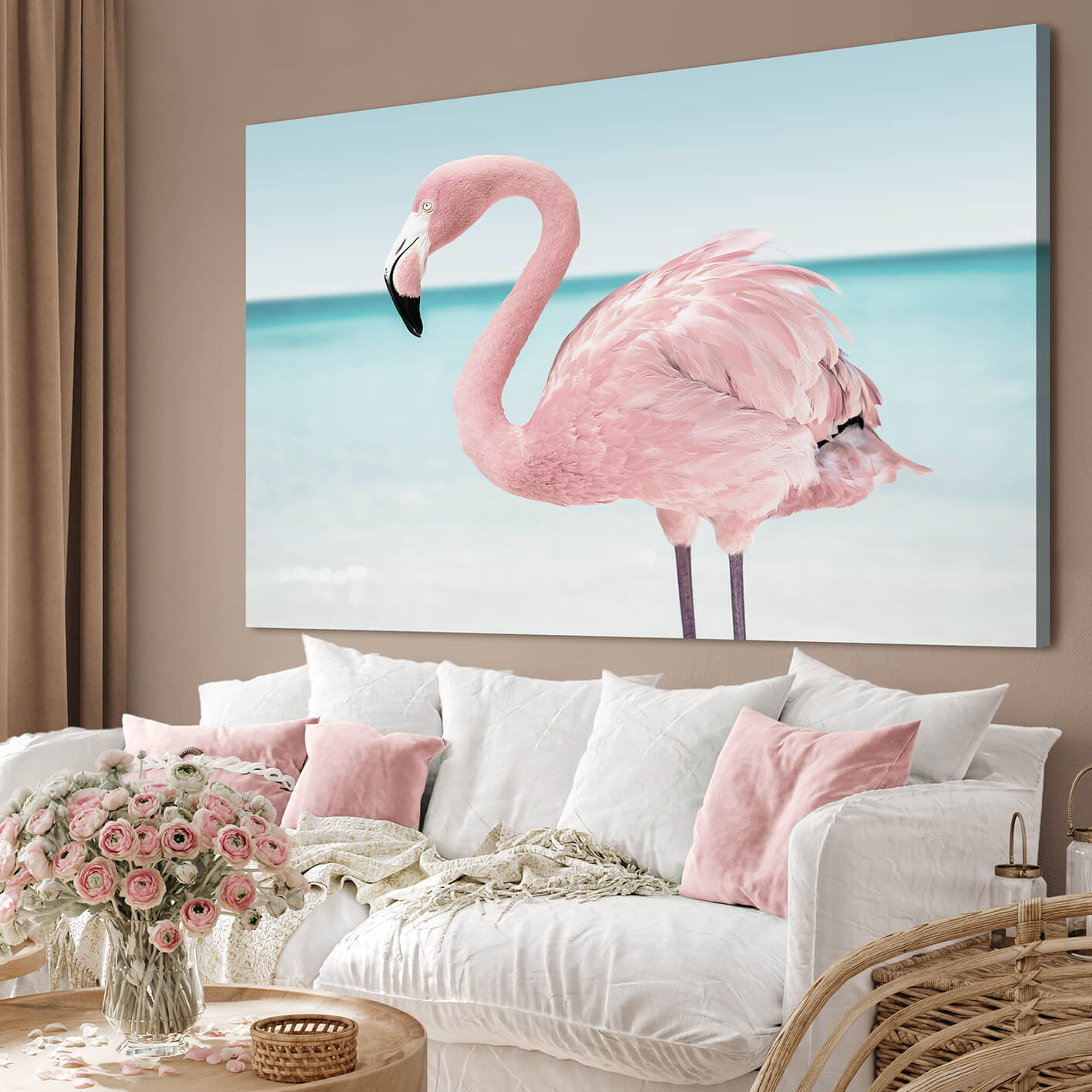 Ljuddämpande tavla - Pink flamingo