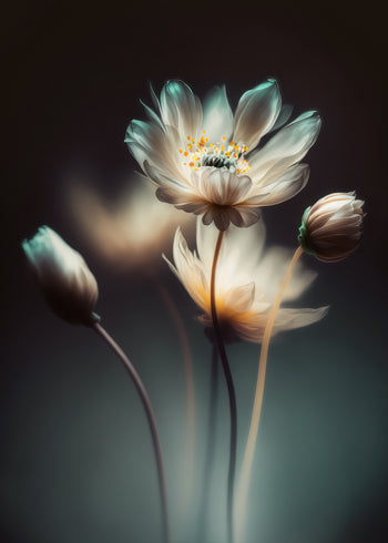 Ljuddämpande tavla - White Flowers