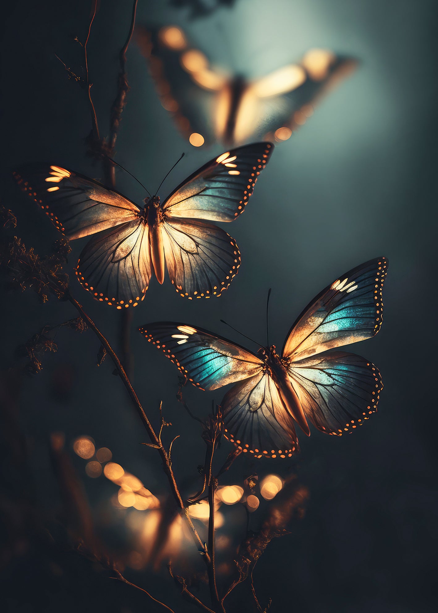 Ljuddämpande tavla - Butterflies at Night