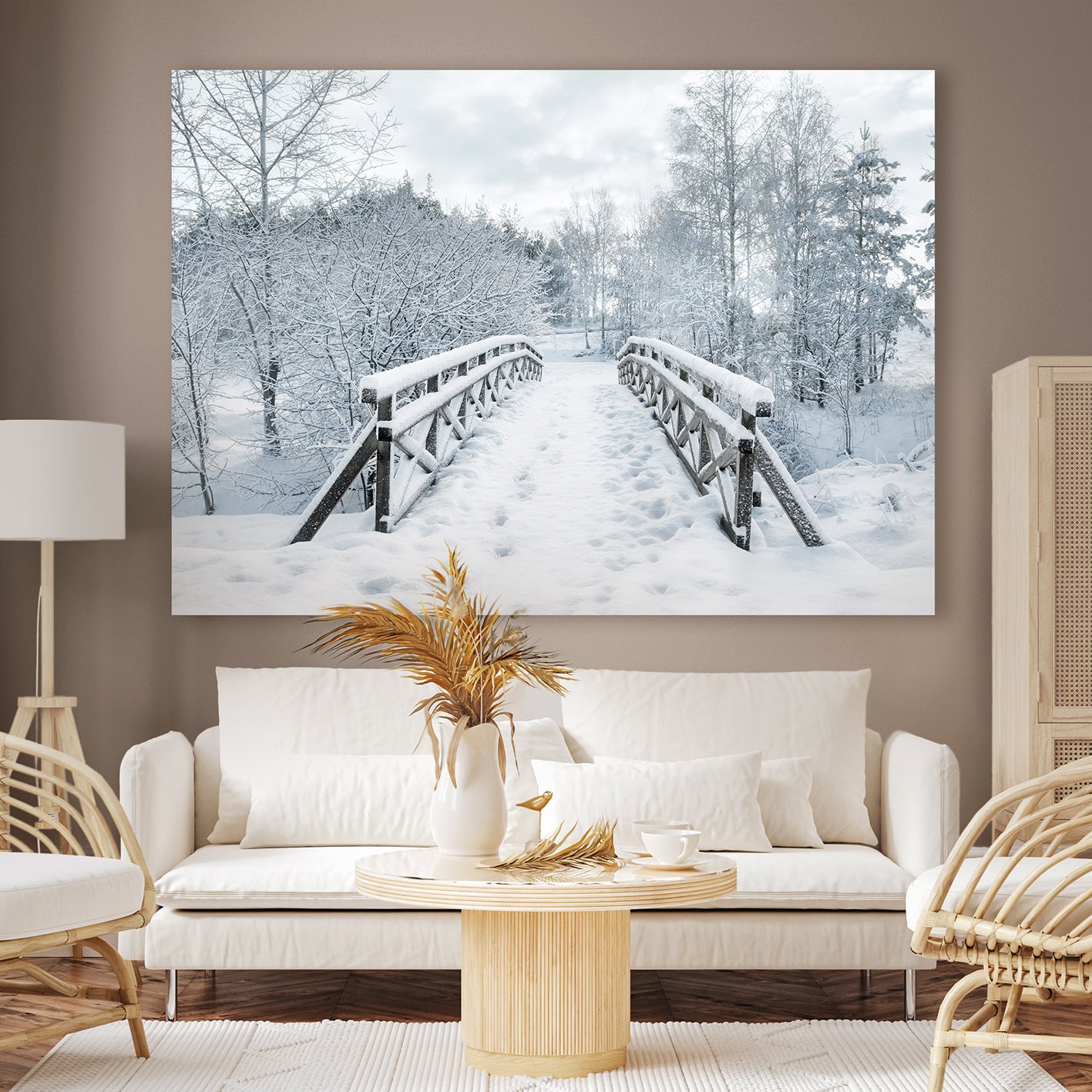 Ljuddämpande tavla - Snowy Bridge
