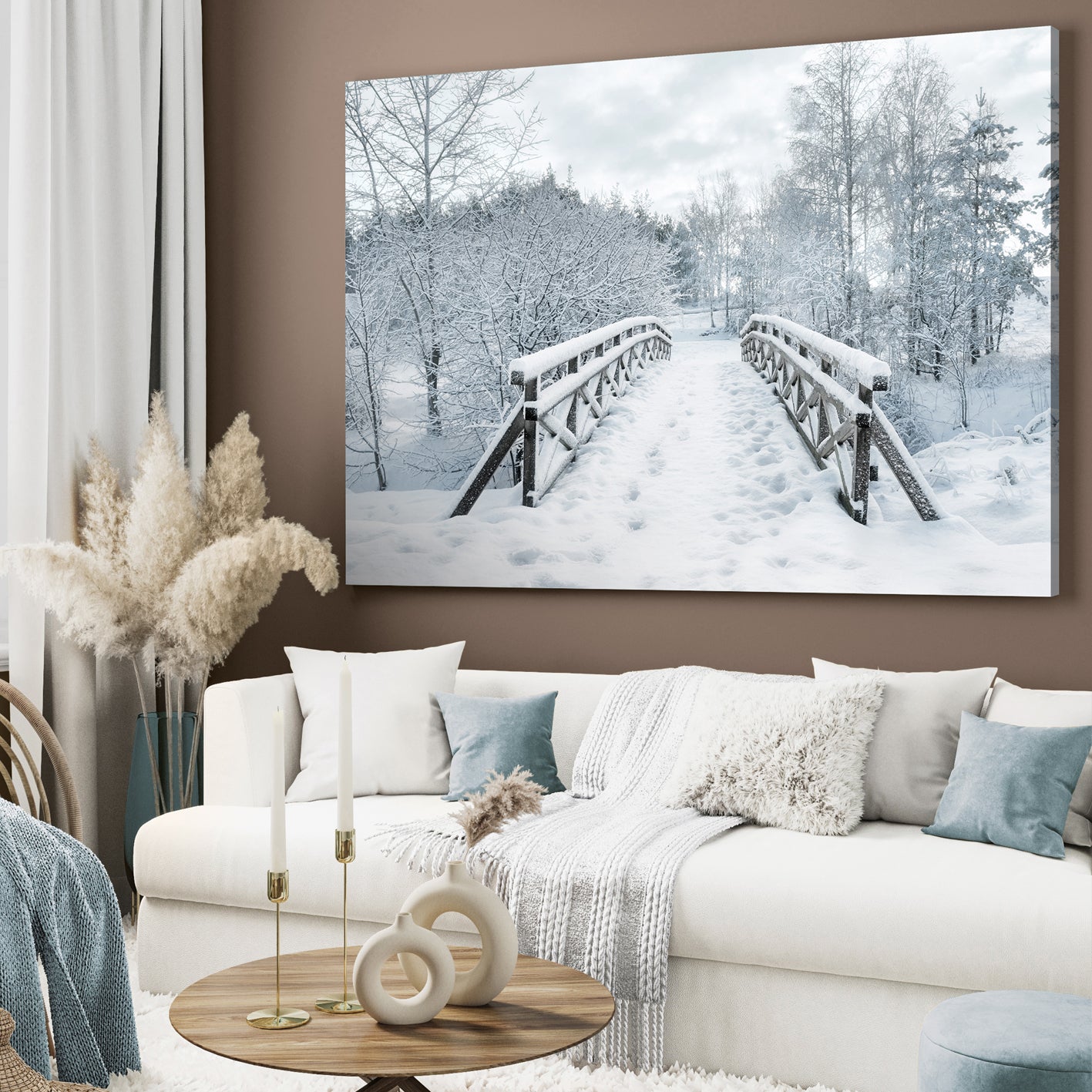 Ljuddämpande tavla - Snowy Bridge