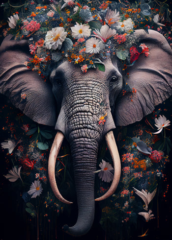 Ljuddämpande tavla - Blooming Elephant