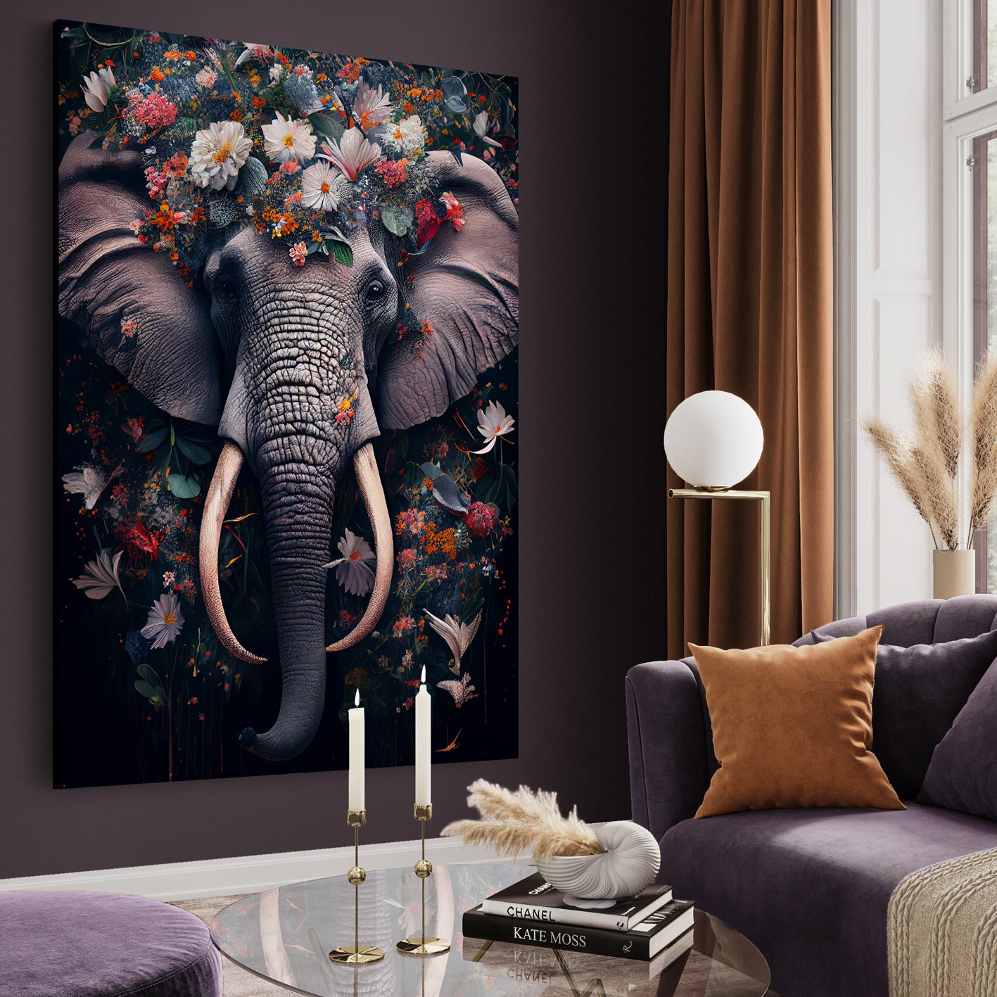 Ljuddämpande tavla - Blooming Elephant