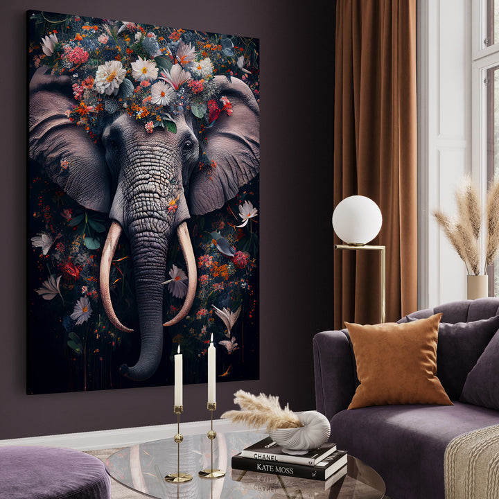 Ljuddämpande tavla - Blooming Elephant