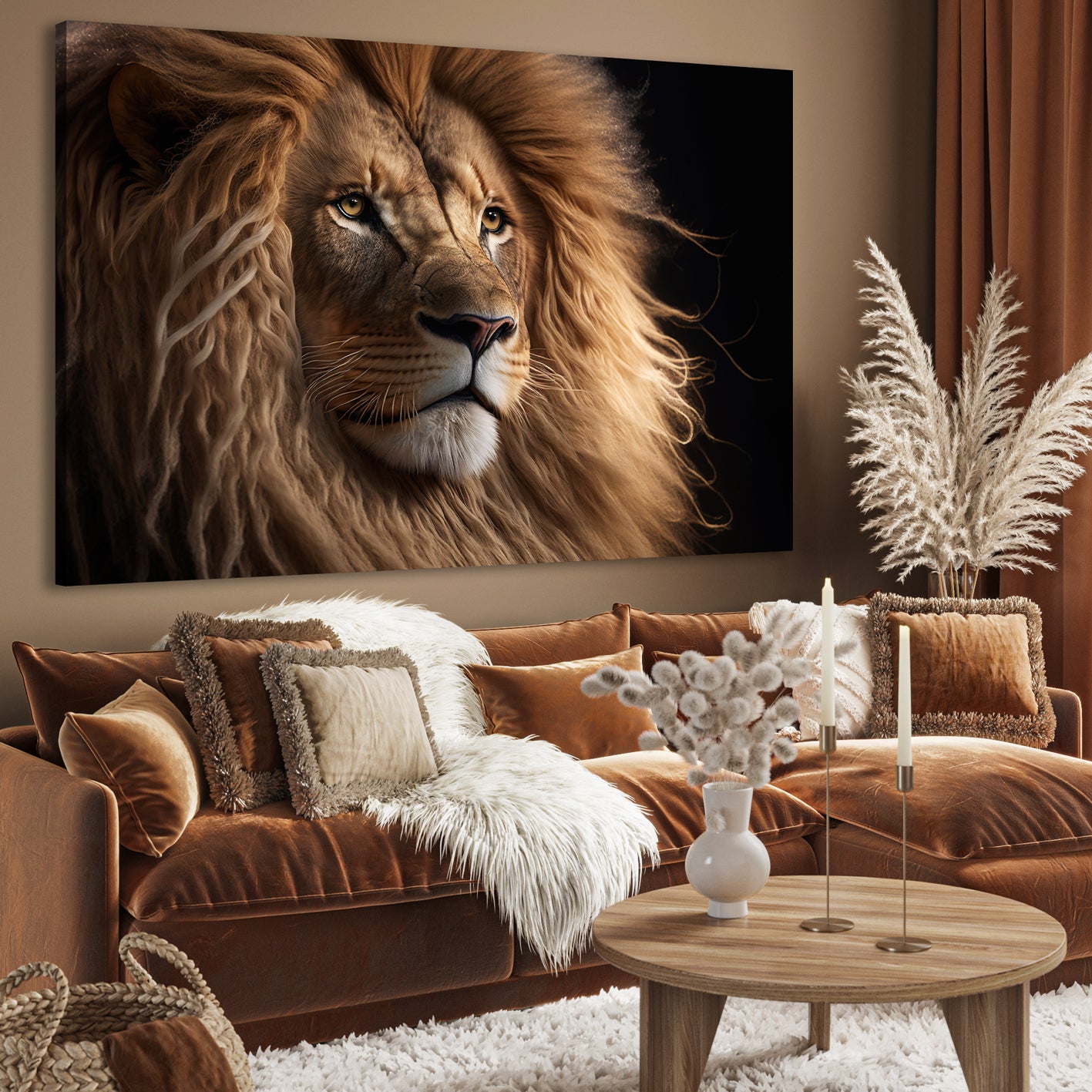 Ljuddämpande tavla - Brown Lion