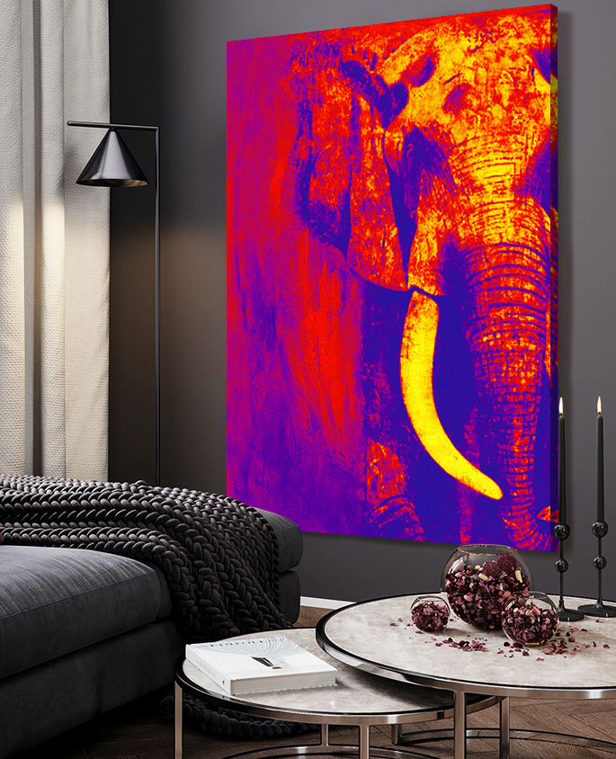 Abstrakt Oljemålning - Elefant