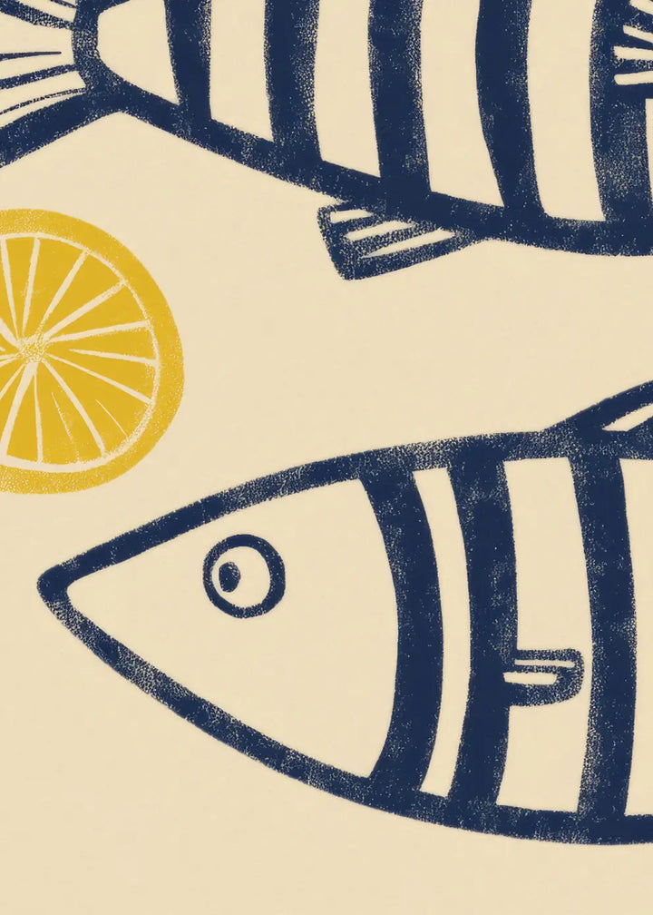 Canvastavla - Blue Fish with Lemons