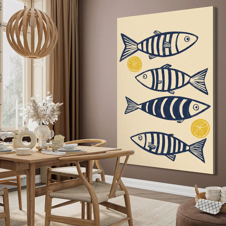 Canvastavla - Blue Fish with Lemons