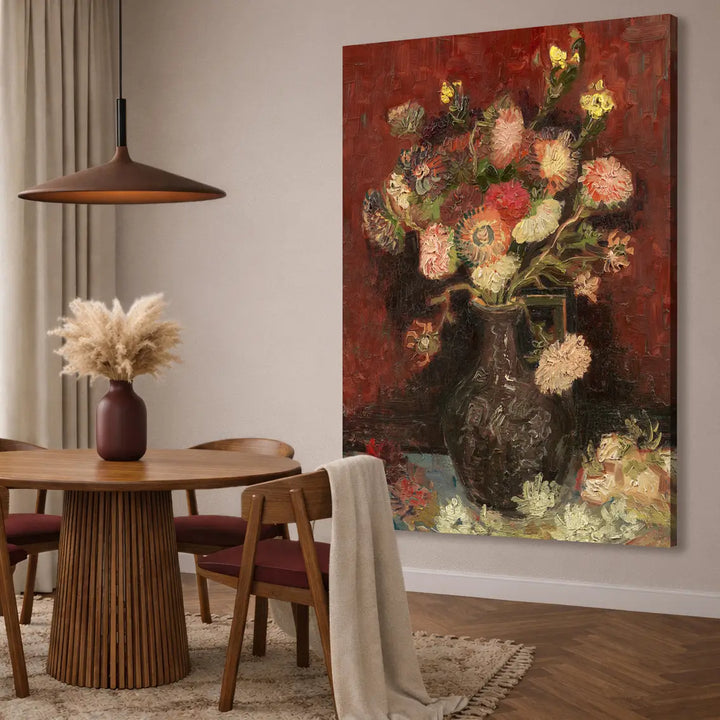 Ljuddämpande tavla - Vase with Chinese Asters and Gladioli