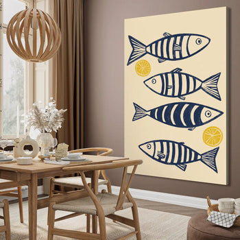 Ljuddämpande tavla - Blue Fish with Lemons