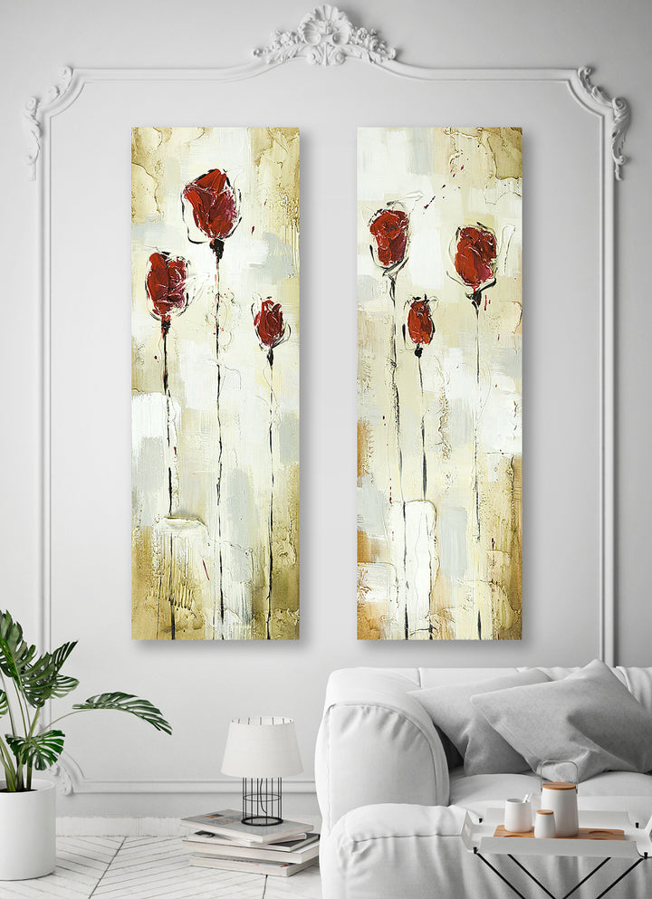Abstrakt Oljemålning - Red Roses