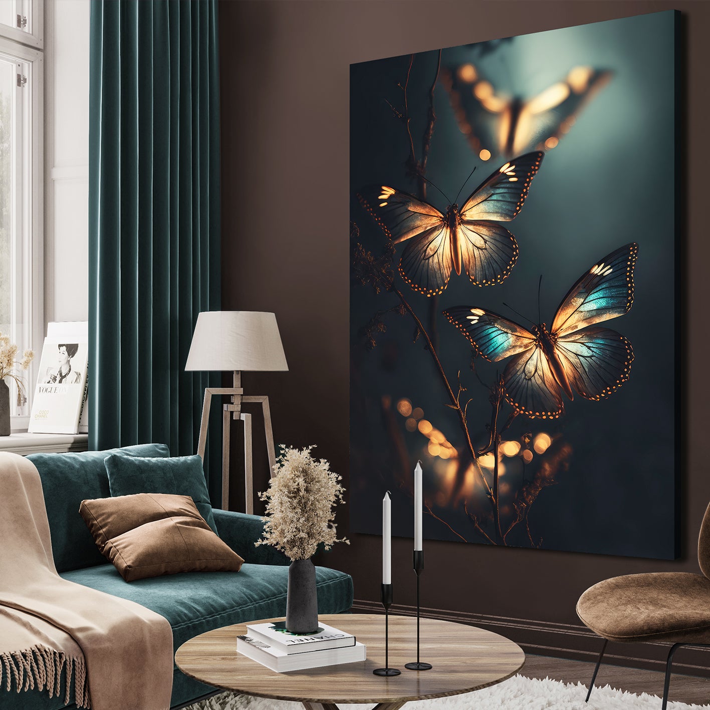 Canvastavla - Butterflies at Night