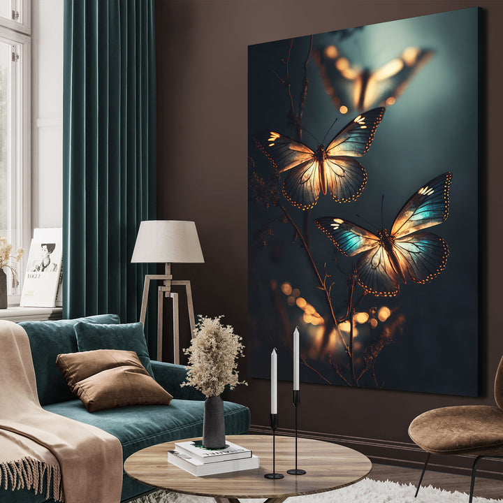 Canvastavla - Butterflies at Night